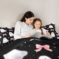 thumbnail image 4 of Feelyou Halloween Bow Skull Twin Bedding, Cartoon Ghost Star Bedding Comforter Set, Black, Black Reversible, 7-Piece, 4 of 7