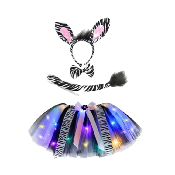 Juosiy Girls Sexy Tulle Ballet Skirt Cute Headand Bow Decoration Carnival Party Performance with LED Lights