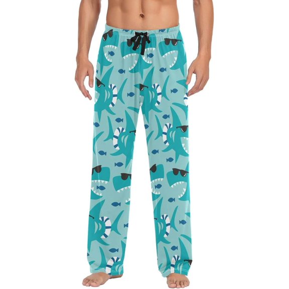GZHJMY Shark Pajama Pants for Men, Lounge Pants Lightweight Men Pajama Bottoms with Drawstring Pockets, Christmas New Year Birthday Gifts, Small