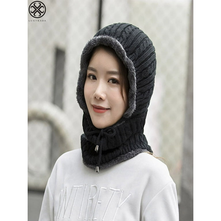 Luxtrada Womens Attached Knit Winter Beanie Hat Scarf Set Luxtrada Womens Attached Knit Winter Beanie Hat Scarf Set