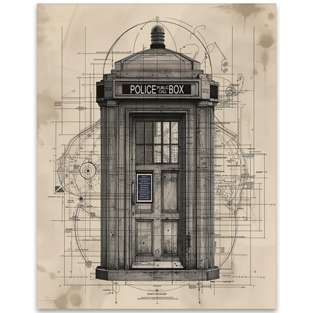 Schematic Blueprint art of Classified TARDIS – Gifts for Engineers Whovians & Fans of British TV Series – 11×14 Unframed Poster for Home Bar Recreational Area or Entertainment Media Room Schematic Blueprint art of Classified TARDIS – Gifts for Engineers Whovians & Fans of British TV Series – 11×14 Unframed Poster for Home Bar Recreational Area or Entertainment Media Room