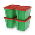 thumbnail image 3 of SimplyKleen 4 pack 18 Gallon Christmas Storage Bins with Lids, Stackable Totes, Plastic Storage Containers, Garage Organization, 18-Gallon (72-Quart) - Green/Red, 3 of 7