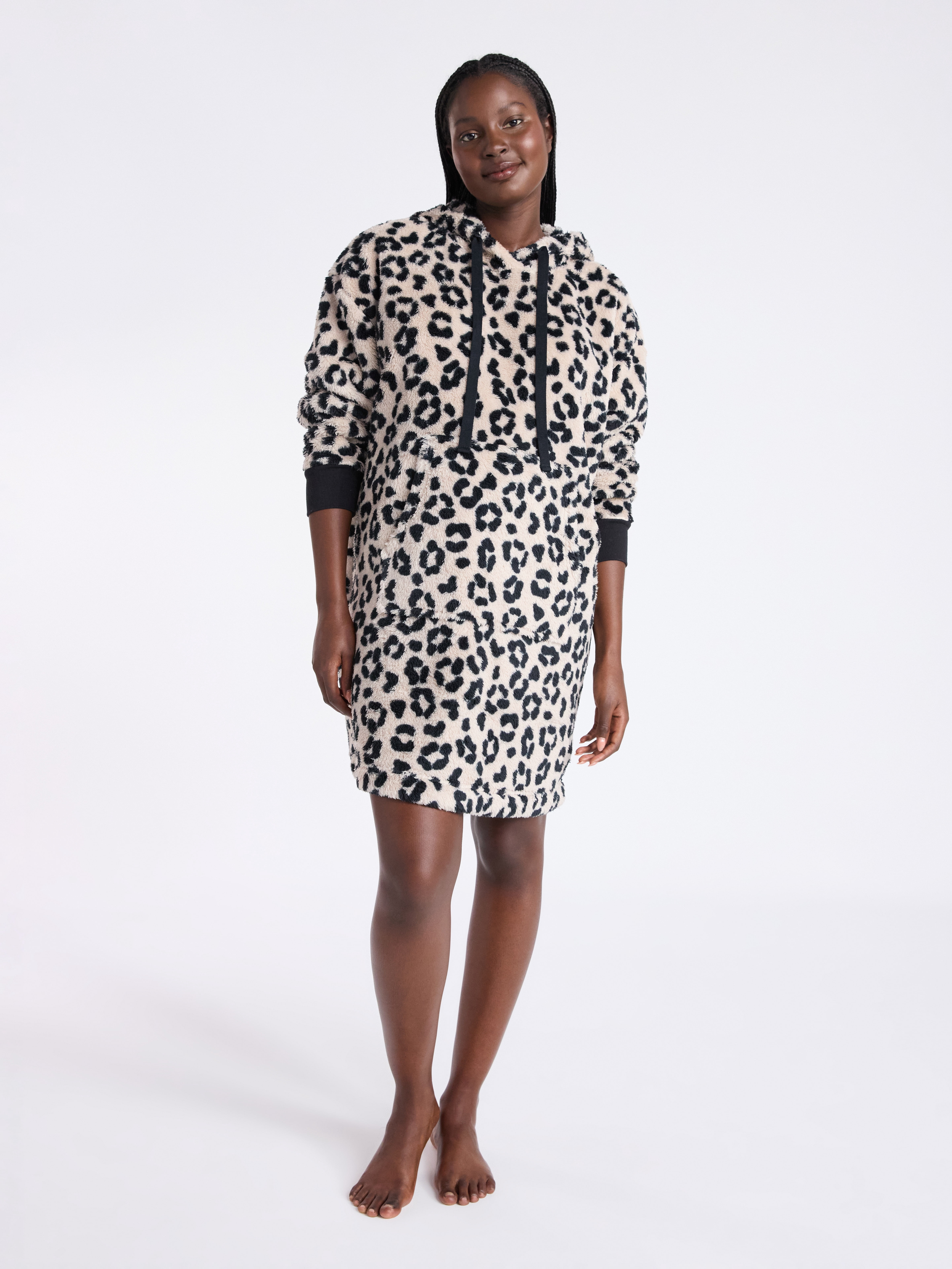 Joyspun Women's Oversized Hooded Plush Lounger, Size XS-3X