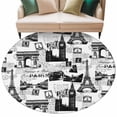 thumbnail image 6 of Paris Tower Round Rug 8ft Washable Circle Rugs Non Slip Vintage Architectural Hand-Painted Aesthetic Large Area Rug Indoor Floor Carpet for Bedroom Kitchen Living Room Home Office Dining Room Nursery, 6 of 8