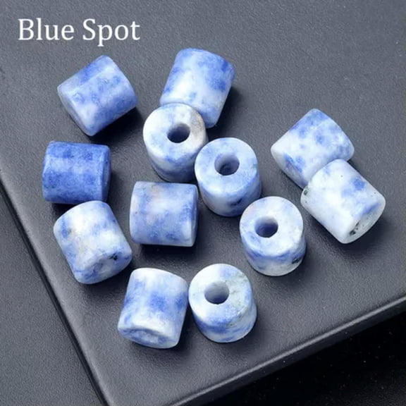 HOOUN 9*9mm Large Hole Loose Cylinder Tube European Beads for Bracelet Jewelry Making-Blue Spot-5PCS (Random Pick)