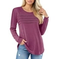 thumbnail image 3 of Kaprioy Long Sleeve Shirts for Women Fall Fashion 2025 Dressy Casual Blouses Trendy Pleated Tunic Tops , L, 3 of 8