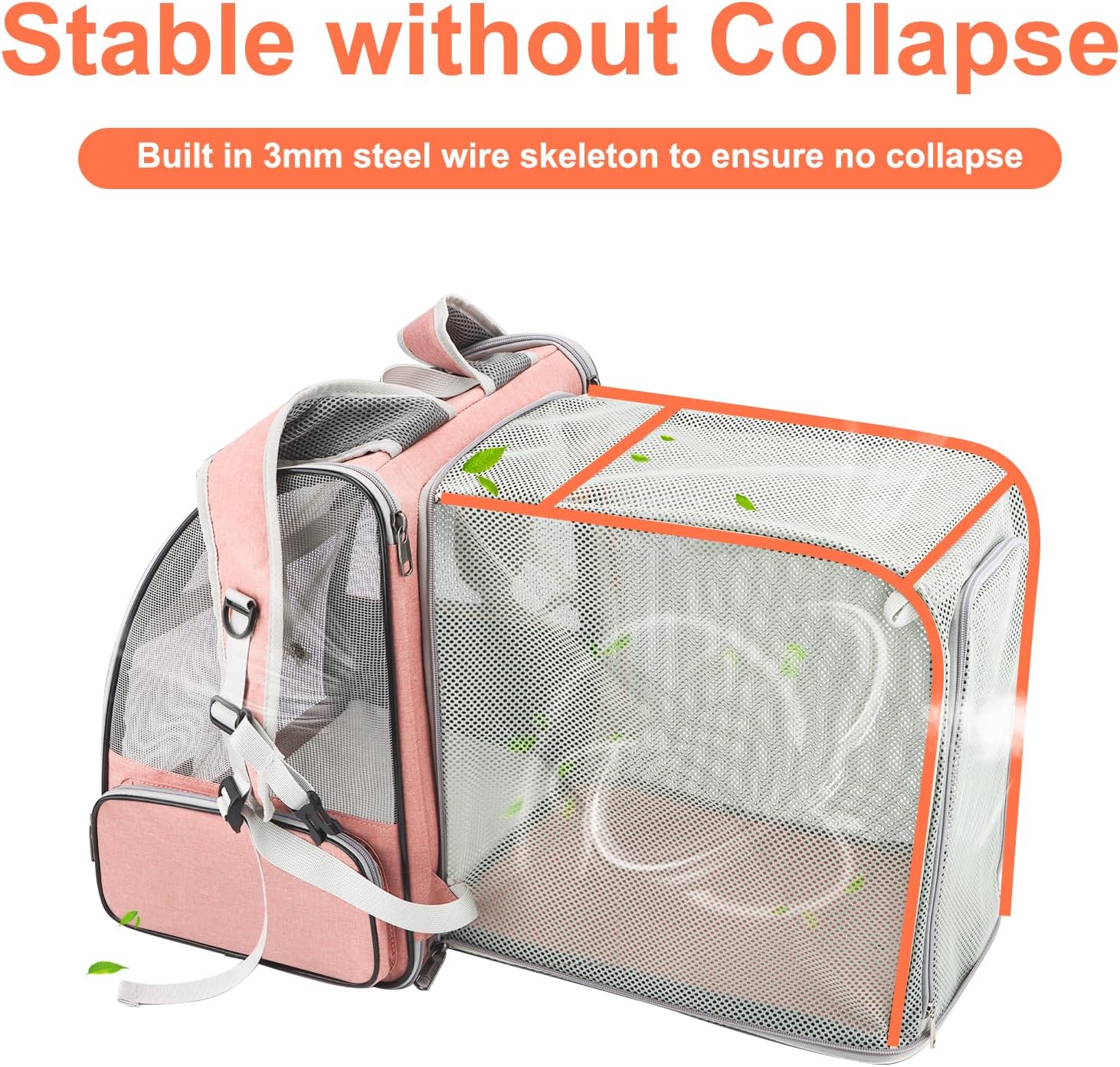 DENZUS Pet Backpack, Expandable Travel Carrier for Medium Cats and Small Dogs up to 17 lbs, Breathable Collapsible Bag for Hiking – Pink