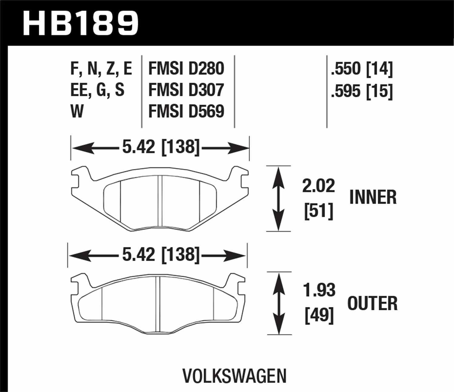 Hawk Performance HB189E.595 Blue 9012 Disc Brake Pad