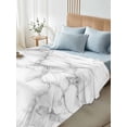 thumbnail image 4 of Marble Grey White California King Size Flat Sheet, Wrinkleproof & Fadeproof Cooling Flat Bed Sheet Only, Cracked Rock Greyscale Fake Stone Breathable Soft Bedding Top Sheets 108 x 98 Inches, 4 of 8