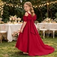 thumbnail image 2 of Bobifish Toddler Girls Banquet Dress Elegant Sleeveless Bow Party Dress With Satin Bodice Kids Wedding Flower Girls Dresss, 2 of 9