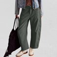 thumbnail image 6 of GXIPO Womens Mid Rise Cord Barrel Jeans Casual Baggy Wide Leg Corduroy Cropped Ankle Pants with Pockets Dark Green S, 6 of 7