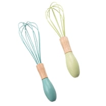 NICEXMAS Small Whisk For Coffee Silicone Whisk Wood 2Pcs Food Mixer Blending