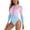 Pink, variant on Athletic One Piece Swimsuits for Women Half Zip Gradient Color long Sleeve Diving Suits for Summer Beach Vacation Swimwear