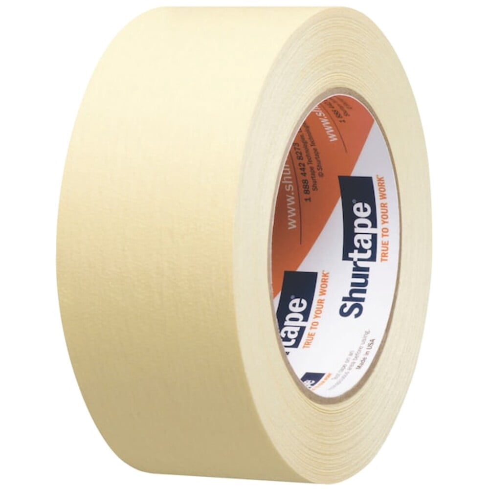 Masking Tape, 48 mm W x 55 m L, 5.4 mil Thick, Tan, Rubber Adhesive, 24 PK 202852