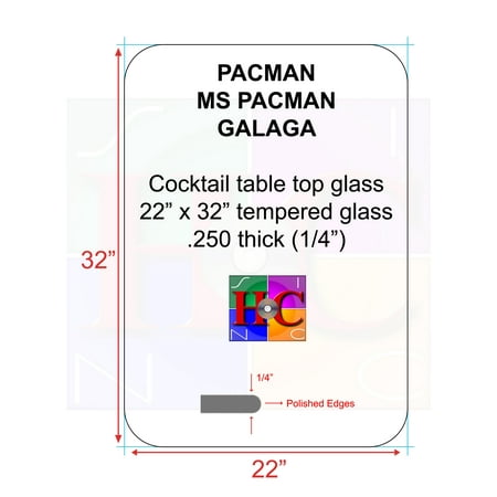 - Replacement Tinted cocktail table top glass with 4 in radius: Fits Bally Midway tables plus after market arcade cocktail tables.