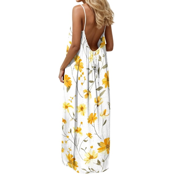 Elvqul Womens Scoop Neck Maxi Dresses Summer Dress Vacation Pullover Tunic Boho Sleeveless Dresses for Women Flowy, Sizes S-5X