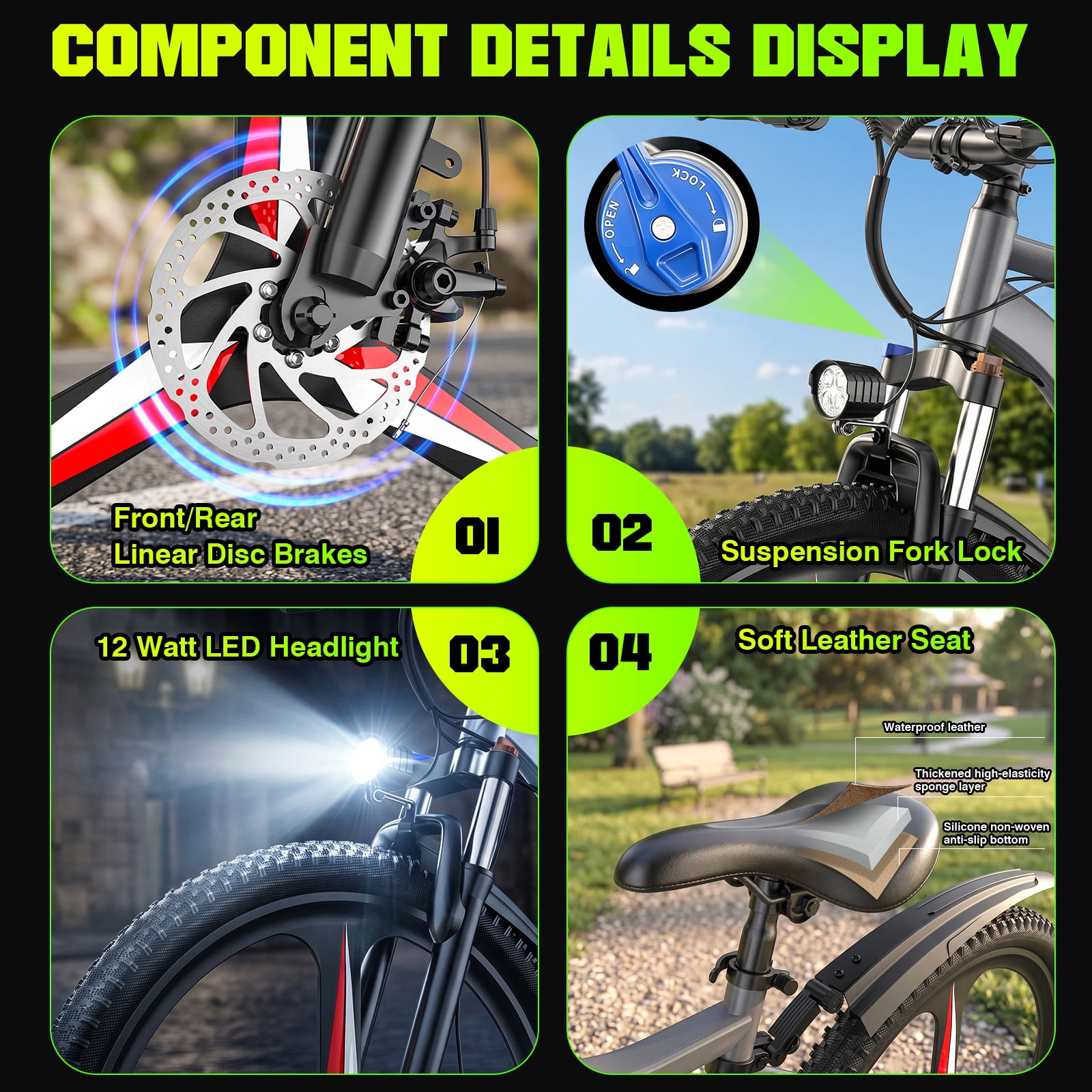 Electric Bike for Adults, 26" Commuter Ebikes with 7-Speed Gears, 25MPH, 720W Peak Motor, Removable Battery, 50 Miles Range, Electric Mountain Bicycle for All Terrain UL2849