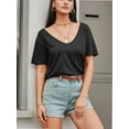 thumbnail image 5 of Women Large V-Neck Short Sleeve Bottoming Shirt, 5 of 6