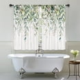 thumbnail image 3 of Sage Green Eucalyptus Leaves Kitchen Curtains Short Small Rustic Spring Flower Floral Wooden Botanical Plant Rod Pocket Farmhouse Bedroom Living Room Treatment Fabric 2 Panels 24x26 Inch, 3 of 5