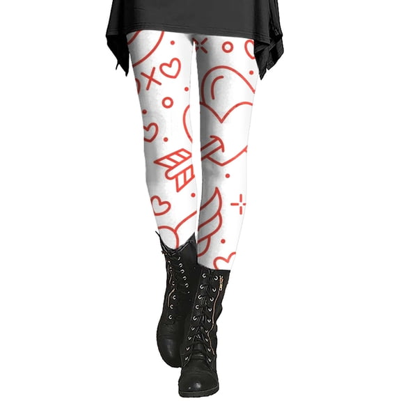BLOCLOALO Valentine's Day Holiday Leggings for Women High Waist Comfortable Graphic Tights Valentines Fashion Casual Yoga Pants Fashion Casual Yoga Pants Slim Fit Soft Heart Print Leggings Pink Xxl