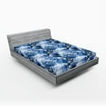 thumbnail image 2 of Ambesonne Peony Fitted Sheet, Wild Life Floral Boho Pattern, King Size, Cobalt Blue Pale Blue, 2 of 5