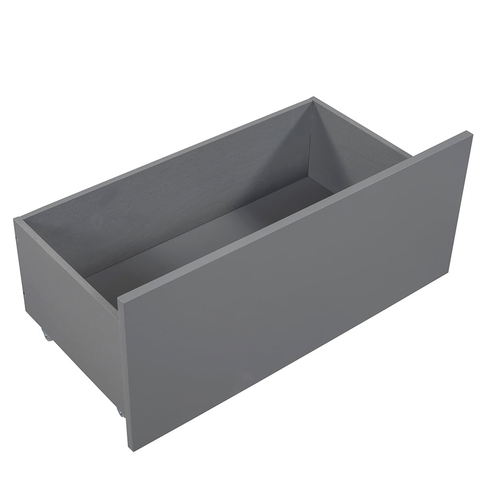 Kadyn Twin Size Low Loft Bed with Two Drawers,with Decorative Guardrail Chalkboard,Gray