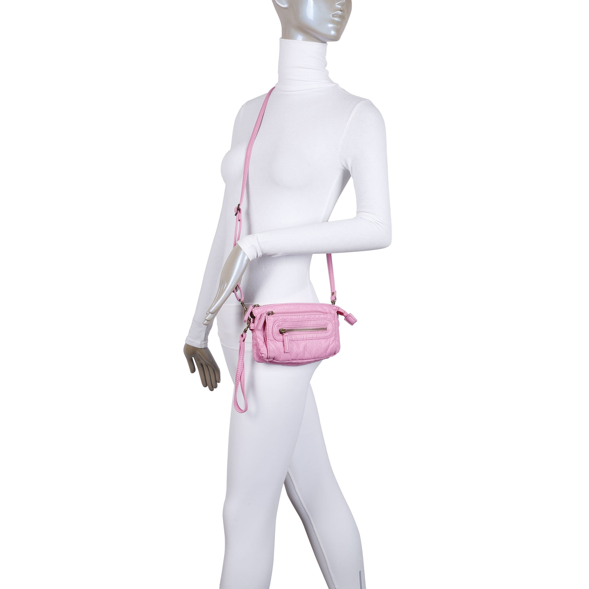 The Anita Women Wristlet Multi Functional Crossbody Soft Vegan Leather Bag by Ampere Creations - Dark Silver