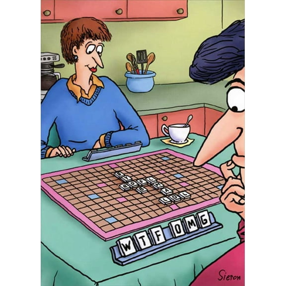 Oatmeal Studios WTF OMG Scrabble Tiles Funny / Humorous Birthday Card