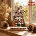 thumbnail image 2 of syligr Wooden Christmas House Ornament, Gingerbread Windmill House Christmas Tabletop Decoration for Mantel Shelf, Holiday Home Decor for Office, Party Gift, 6Inch, Brown, 2 of 7
