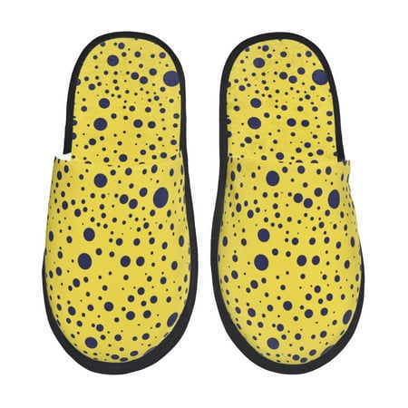 

Qekee Blue Spots print Slippers for Women and Men Fluffy Cute Cozy House Slipper Funny Furry Bedroom Slippers for Women Indoor -Large