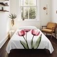 thumbnail image 4 of Pink Tulips Tapestry for Bedroom Wall Hanging Tapestry, Green Leaf Country Flower White Botanical Ceiling Backdrop Tapestries Poster Blanket Wall Decor for Teens Room Living Room Dorm 39" x 59", 4 of 8