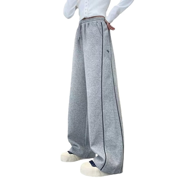 FINALGANG Boys Kids Elastic Waist Wide Leg Sweatpants With Side Stripe Drawstring Closure Soft Breathable Pants For Toddlers Sports Training Daily Playtime Casual Outings Stylish Trousers
