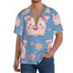 thumbnail image 1 of Balery Cute Pig Flowers Camisa Casual de Manga Corta con Botones para Hombre, Texturizada, Estilo Cubano, para Playa, Verano-3X-Large, 1 of 5