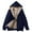 Navy, variant on Oversize Hoodie for Women Fall Solid Warm Fleece Lined Zip Up Hooded Jacket With Pocket Lightweight Sweatshirts Black