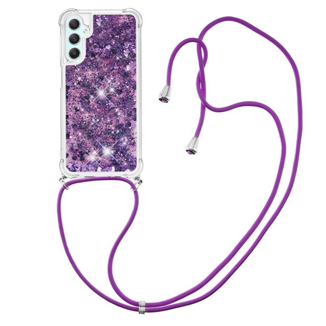 Funda FOXDOCK para Samsung Galaxy A24 4G con Cuerda Ajustable, Brillo Líquido, Protección Antigolpes y Lente – Ideal para Regalo
