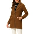 thumbnail image 4 of INSPIRE CHIC Women's Classic Notched Lapel Long Sleeves Long Overcoat S Dark Brown, 4 of 7