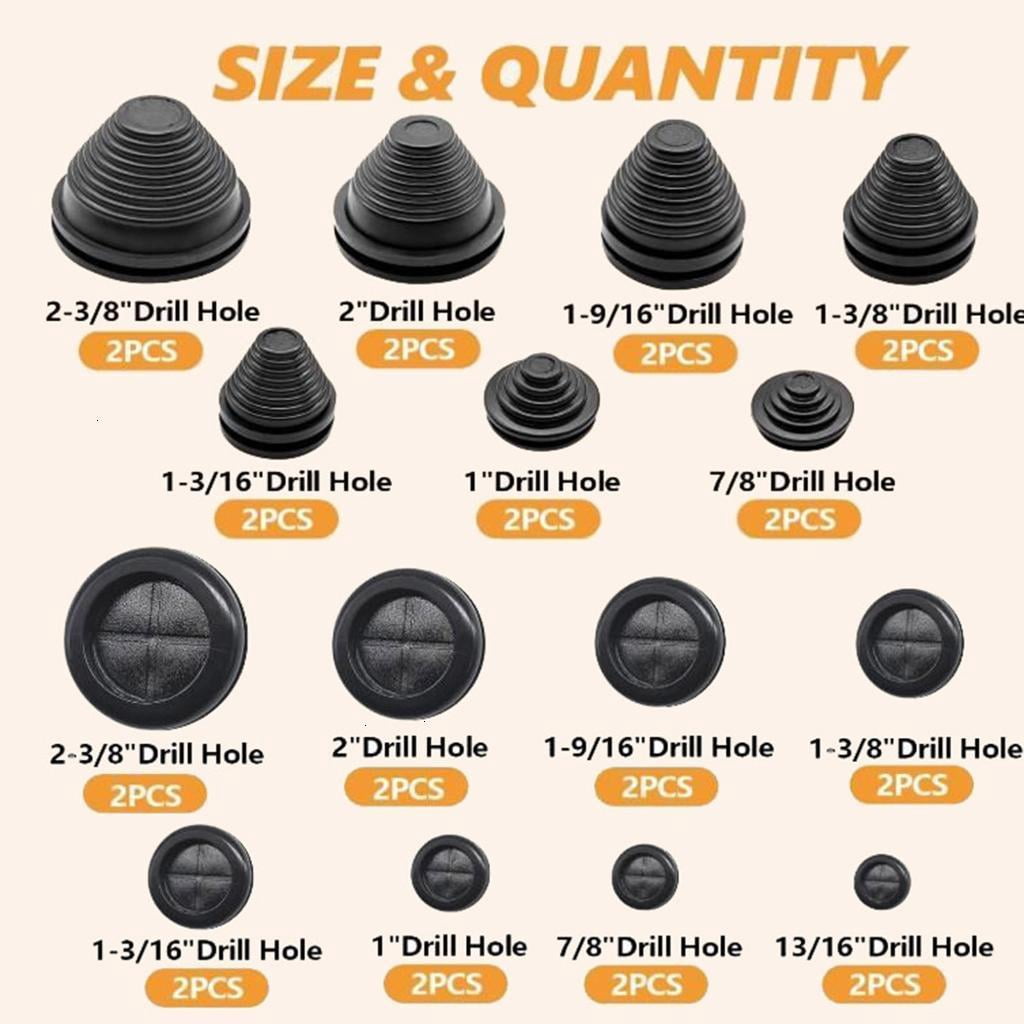 30Pcs Rubber Grommets Kits Closed Rubber Grommets Rubber Wire Hole Plugs Easy To Use Firewalls Closed Hole Pl
