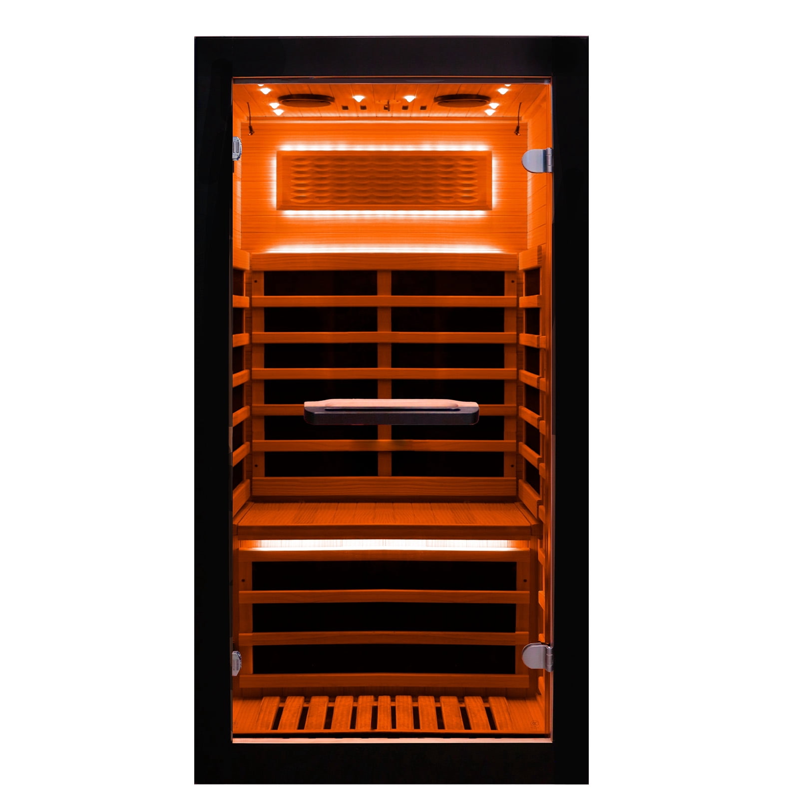 Infrared Sauna, 1-Person Dry Sauna Spa Room with Bluetooth Speakers & LED Lights
