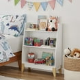 thumbnail image 6 of Danya B. Steiner White 3-Tier Kids Book or Toy Figure Display Unit Freestanding Bookshelf with Contrasting Wood-Toned Legs, 6 of 13