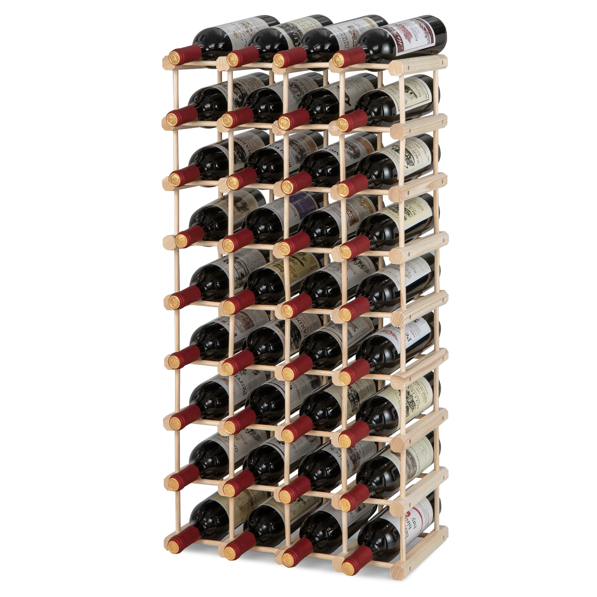 Costway 36 Bottle Wooden Wine Rack 5 Tier Stackable Storage Shelves Display Kitchen Walmart