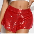 thumbnail image 6 of OKBOP Red Women Plus Shorts Clearance Under $10 Wide-Leg Relaxed Fit Casual Sequin High Waist Shorts, 6 of 7