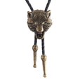 thumbnail image 2 of EHJRE Western Wolf Bolo Tie Necktie Leather Cord Pendant Necklace - Bronze,, 2 of 9