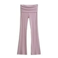 thumbnail image 2 of CLOISE Women's Wide Leg Pants Casual Pant Casual Petite Wide Leg Pants High Waisted Stretchy Wide Leg Pants Elastic Waist Comfy Palazzo Pants Pull On Lightweight Straight Leg Pants Pink, 2 of 3