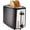 Silver Front, variant on Basics 2 Slice Toaster, Extra Wide Slots for Bagels, 6 Browning Settings, Removable Crumb Tray, Defrost/Cancel/Bagel Buttons, Cord Wrap, 900W, Black & Silver