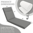 thumbnail image 4 of Snubbull 2 Pack Outdoor Chaise Lounge Cushions, with High-Density Foam, Ties Waterproof & Fade Resistant for Lawn and Pool Lounge Chairs, 80x26x4 inch, Light Grey, 4 of 6