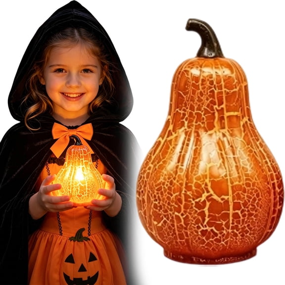 Vivcore Halloween Pumpkin Light LED Glowing Jack O Lantern Flameless Tabletop Light Up Decor for Indoor Porch Party, Style A 1 Pack