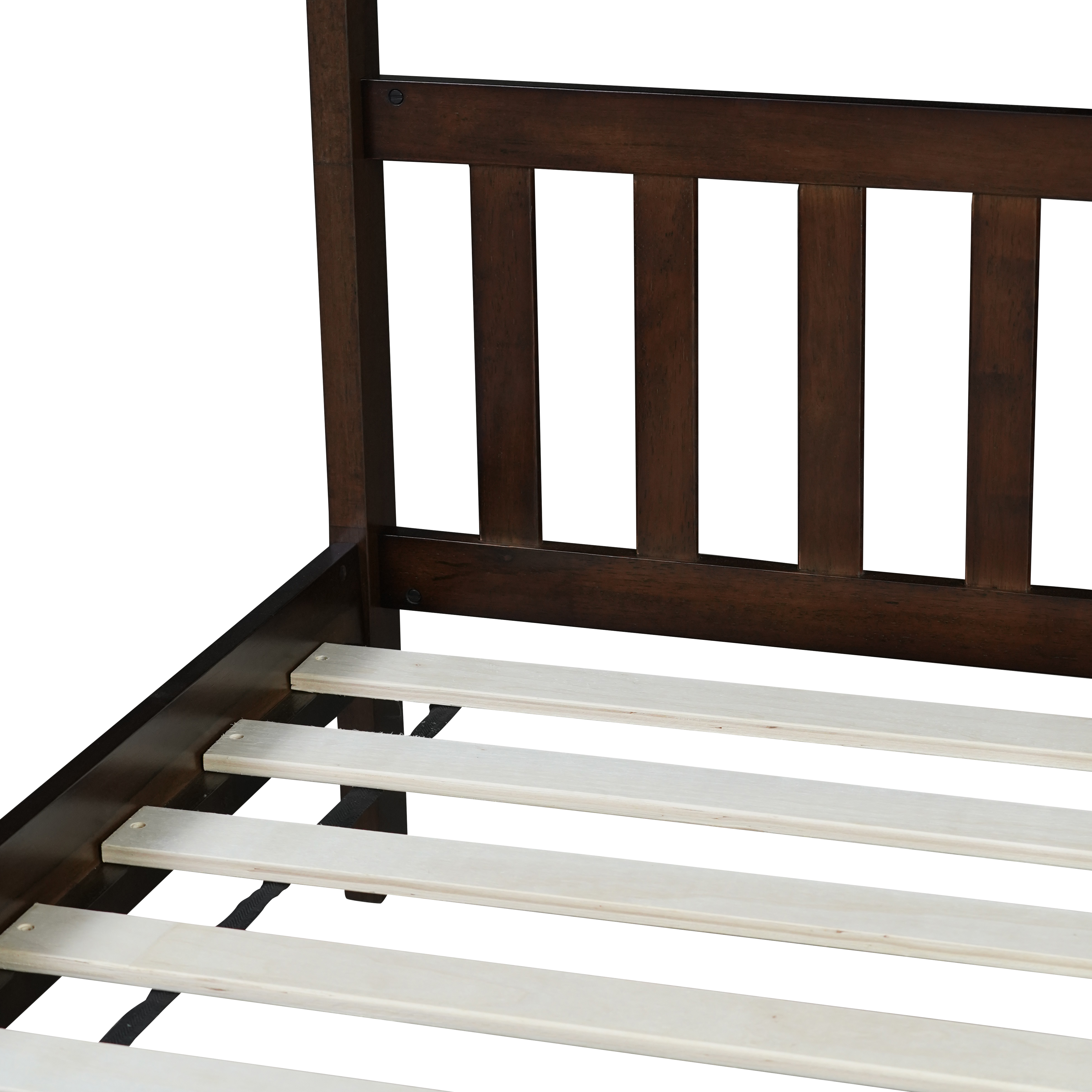 Miniyam Wood Twin Size Bed with House-shaped Design for Kids and Teens, Espresso