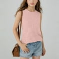thumbnail image 3 of Efsteb Girls Tank Tops Casual Round Neck Sleeveless Shirts Summer Solid Color Comfy Soft Shirt (Pink,7 Years), 3 of 7