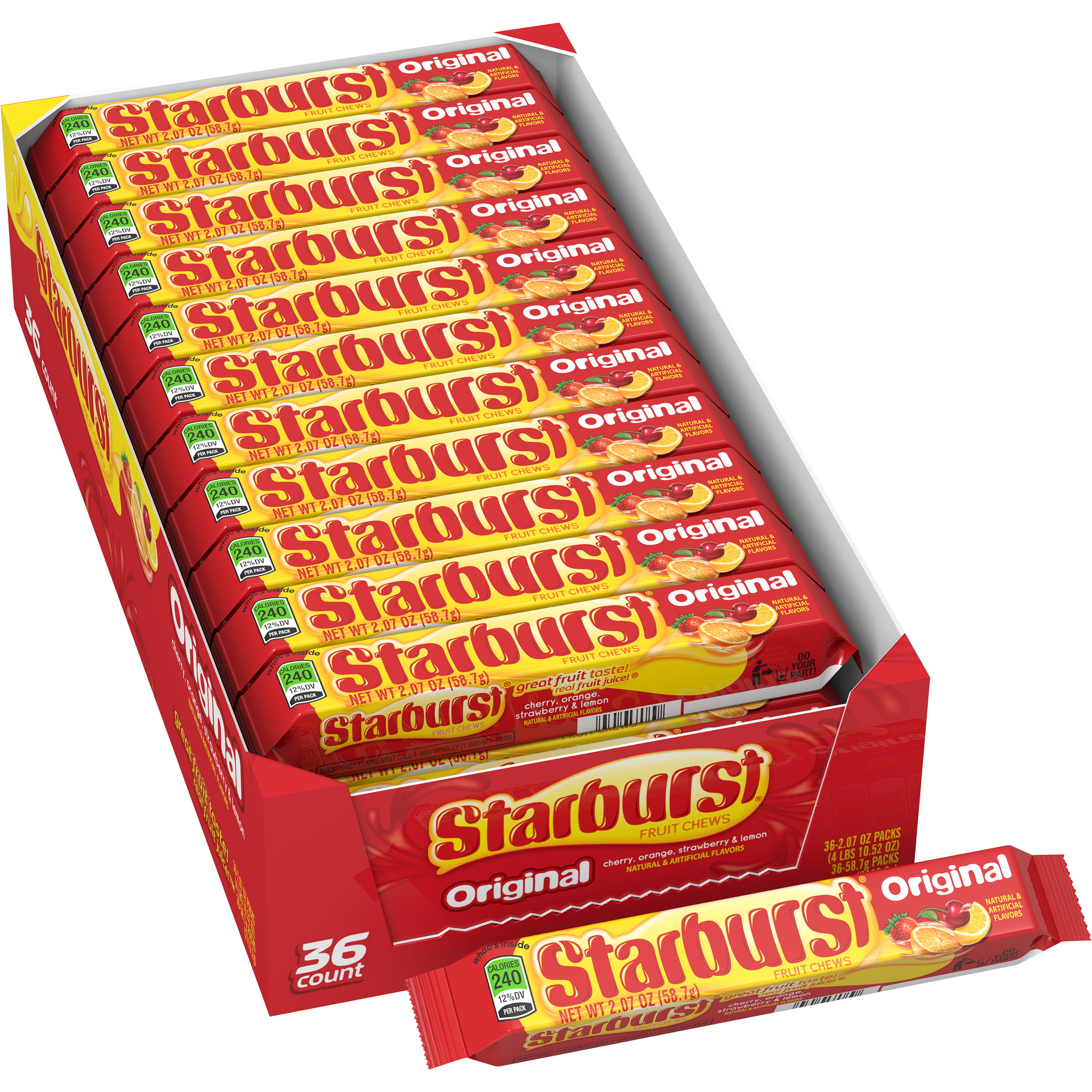Starburst Original Fruit Chews Candy 207 Oz 36 Single Packs