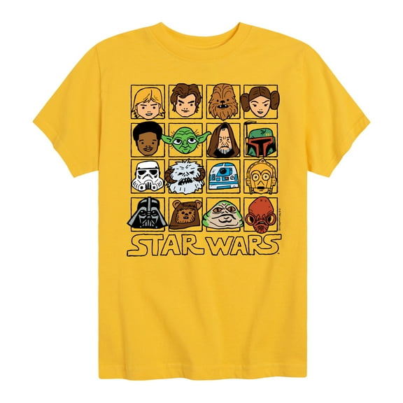 Star Wars - Yoda and Friends Face Grid - Toddler And Youth Short Sleeve Tee